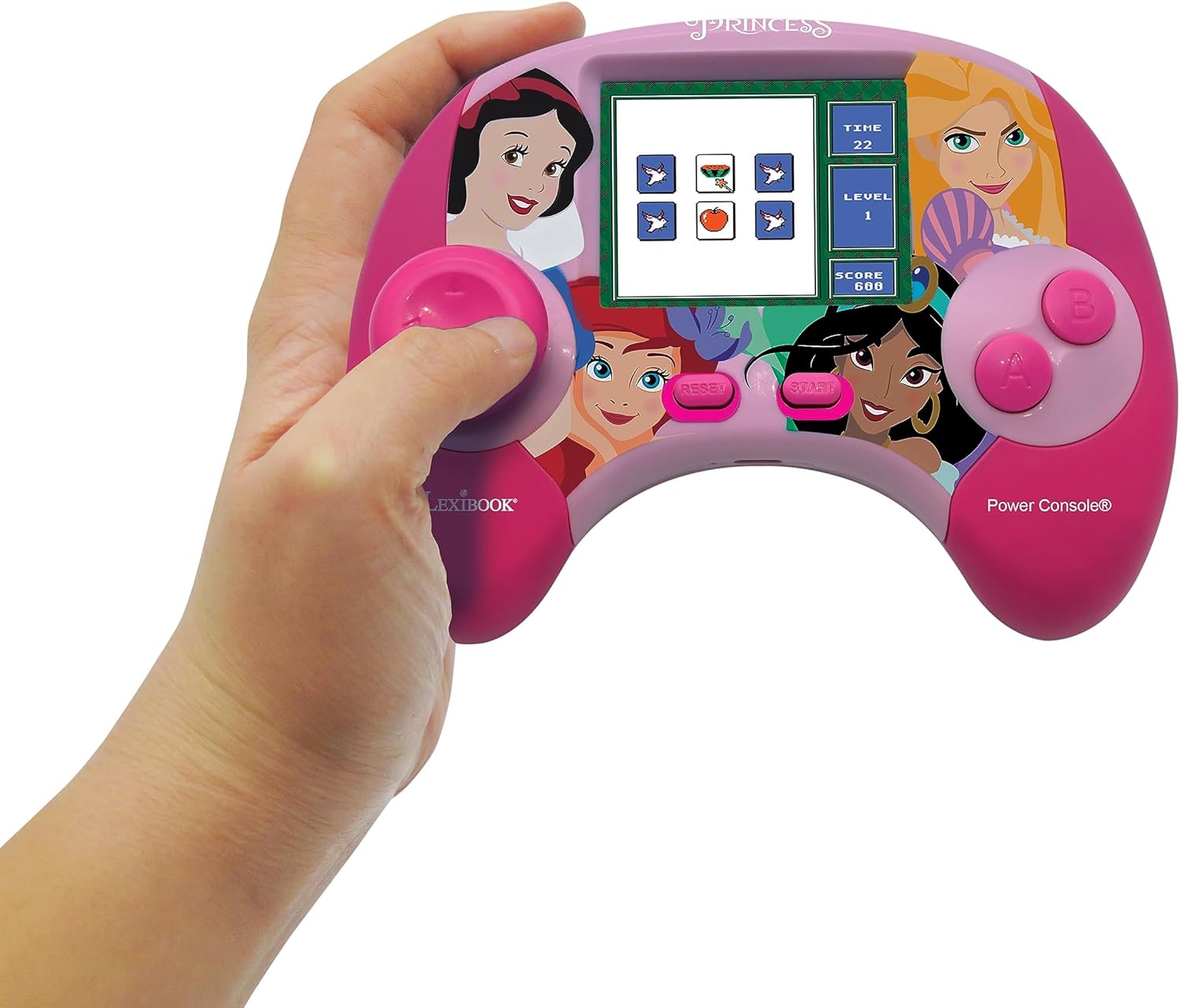 Lexibook, Disney Princess, Power Console®, Bilingual educational game console with 100 activities, French/English, Pink, JCG100DPi1