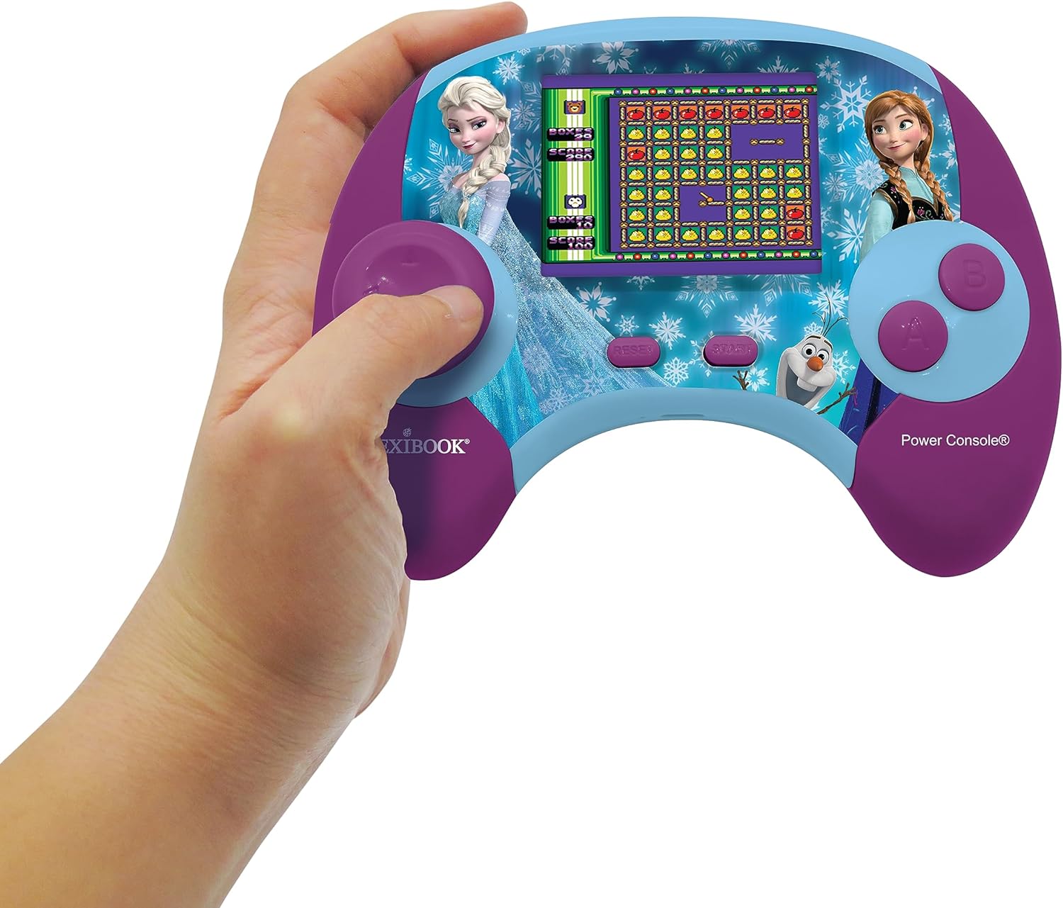 Lexibook, Frozen, Power Console®, Bilingual educational game console with 100 activities, French/English, Blue/purple, JCG100FZi1 Frozen - FR/EN