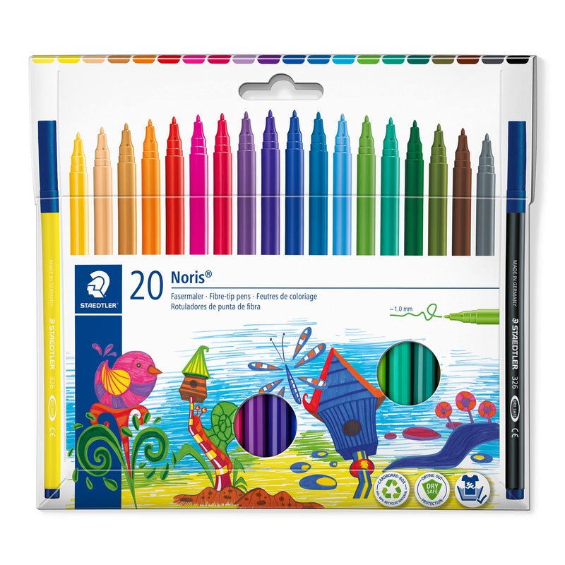 STAEDTLER 326 C20 Fibre-Tip Pen in Cardboard Pack - Assorted Colours (Pack of 20) 1 count (Pack of 1)
