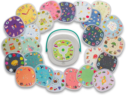 TIMIO Disk Set # 1: 5 Audio-Discs voor de TIMIO Player | Leer Kleuren, Wilde Dieren, Muziekinstrumenten, 96 Kinderliedjes Vol. 1, Lichnaamsdelen | Alles in 8 Talen | Leerspeelgoed van 2 - 6 Jaar