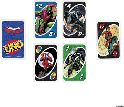 UNO The Amazing Spider-Man Card Game for Kids, Adults & Family with Deck & Special Rule Inspired by the Marvel Comic Book Series, HXY08