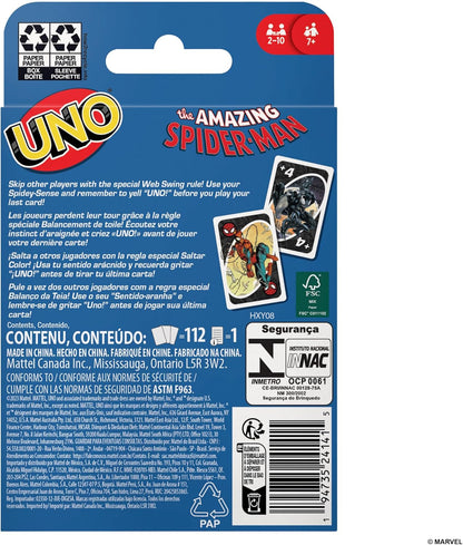 UNO The Amazing Spider-Man Card Game for Kids, Adults & Family with Deck & Special Rule Inspired by the Marvel Comic Book Series, HXY08