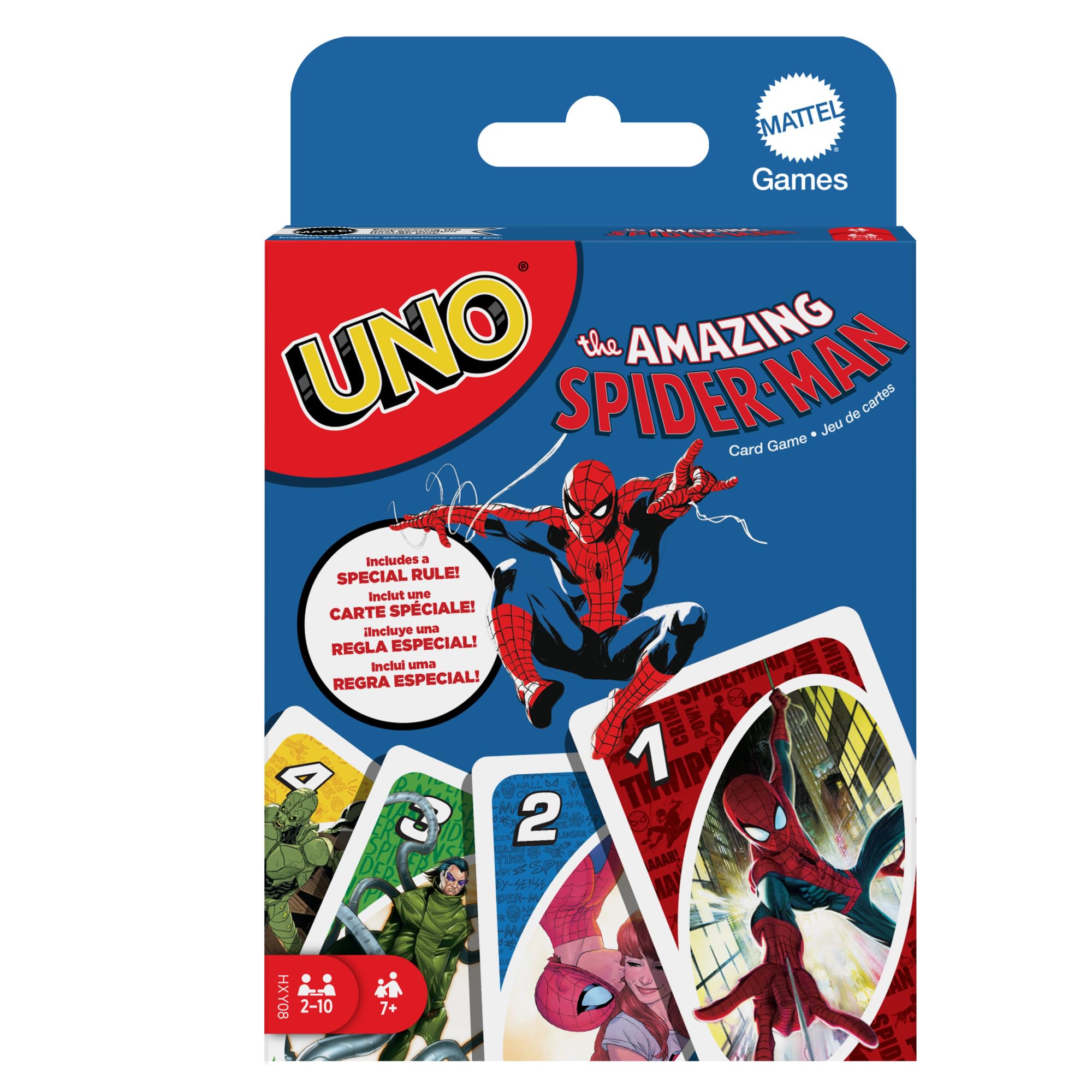 UNO The Amazing Spider-Man Card Game for Kids, Adults & Family with Deck & Special Rule Inspired by the Marvel Comic Book Series, HXY08