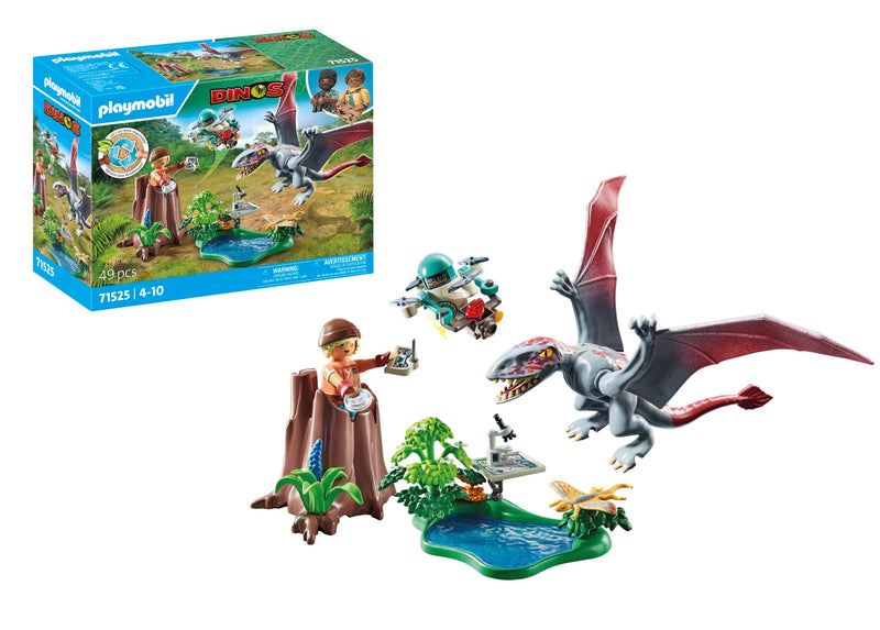 PLAYMOBIL Dinos 71525 Beobachtungsstation für Dimorphodon, inklusive Drohne mit Kamera sowie weiteren spannendes Accessoires, nachhaltiges Spielzeug für Kinder ab 4 Jahren