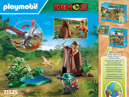 PLAYMOBIL Dinos 71525 Beobachtungsstation für Dimorphodon, inklusive Drohne mit Kamera sowie weiteren spannendes Accessoires, nachhaltiges Spielzeug für Kinder ab 4 Jahren