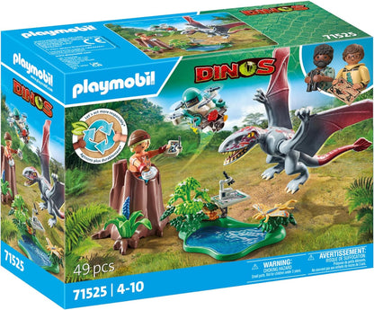 PLAYMOBIL Dinos 71525 Beobachtungsstation für Dimorphodon, inklusive Drohne mit Kamera sowie weiteren spannendes Accessoires, nachhaltiges Spielzeug für Kinder ab 4 Jahren