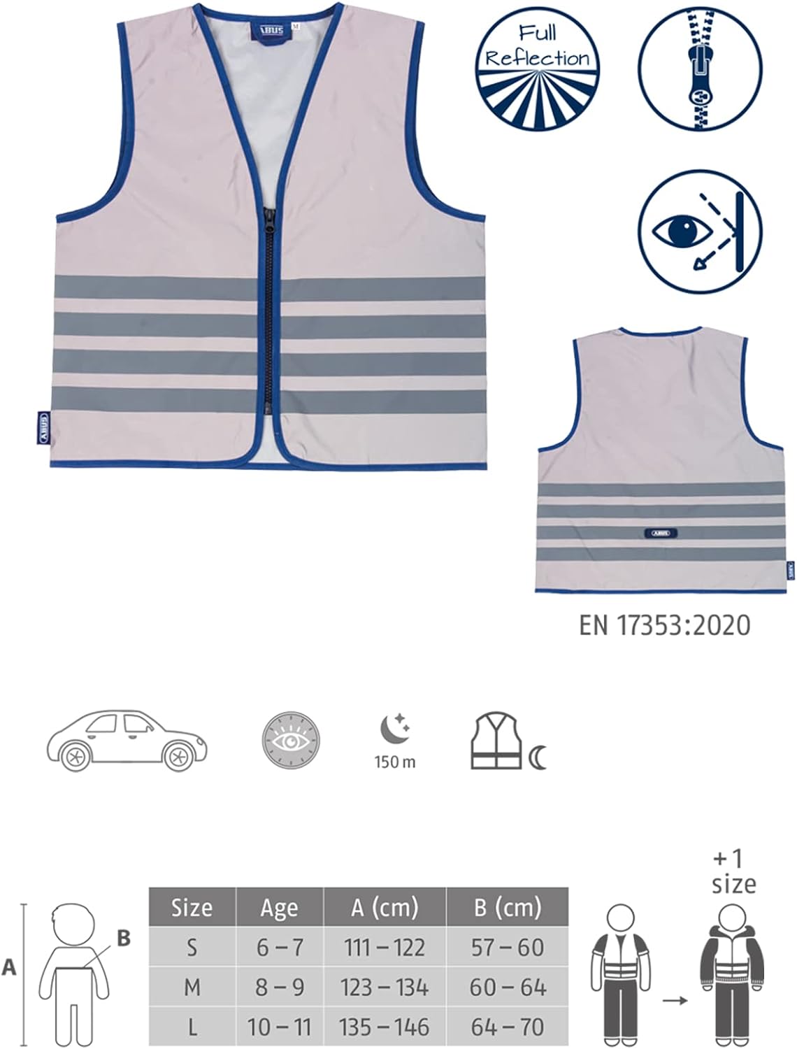 Abus Reflectieectievest Lumino Urban Kids Grijs L - [Dutch Import]
