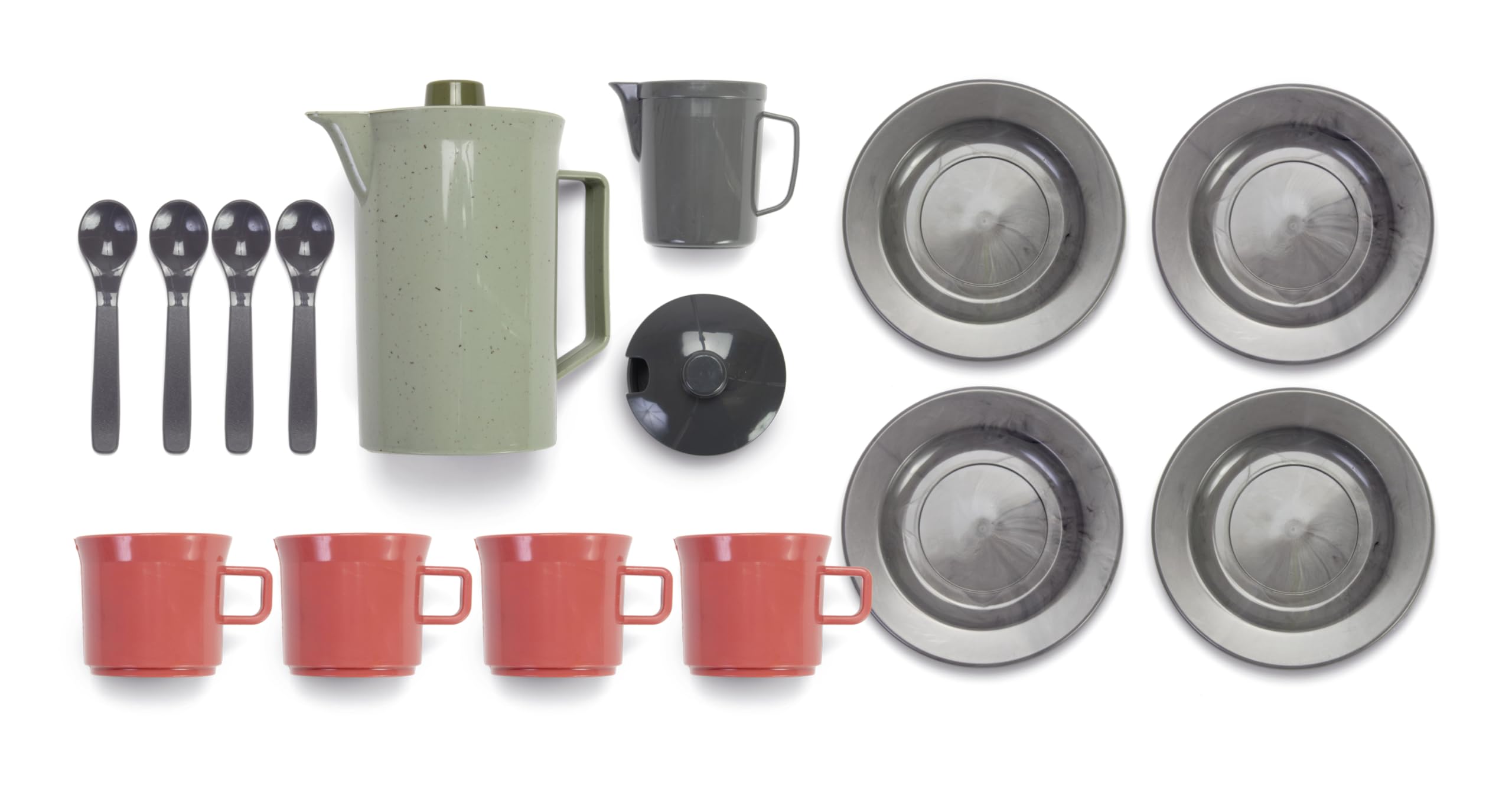 Andreu Toys Dantoy - Green Bean Coffee Set - Für Küchenspiel - Aus recyceltem Kunststoff mit dem Schwanenlogo - Einzigartige Farbtöne und Kombinationen