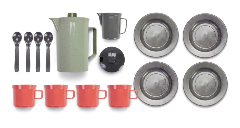 Andreu Toys Dantoy - Green Bean Coffee Set - Für Küchenspiel - Aus recyceltem Kunststoff mit dem Schwanenlogo - Einzigartige Farbtöne und Kombinationen