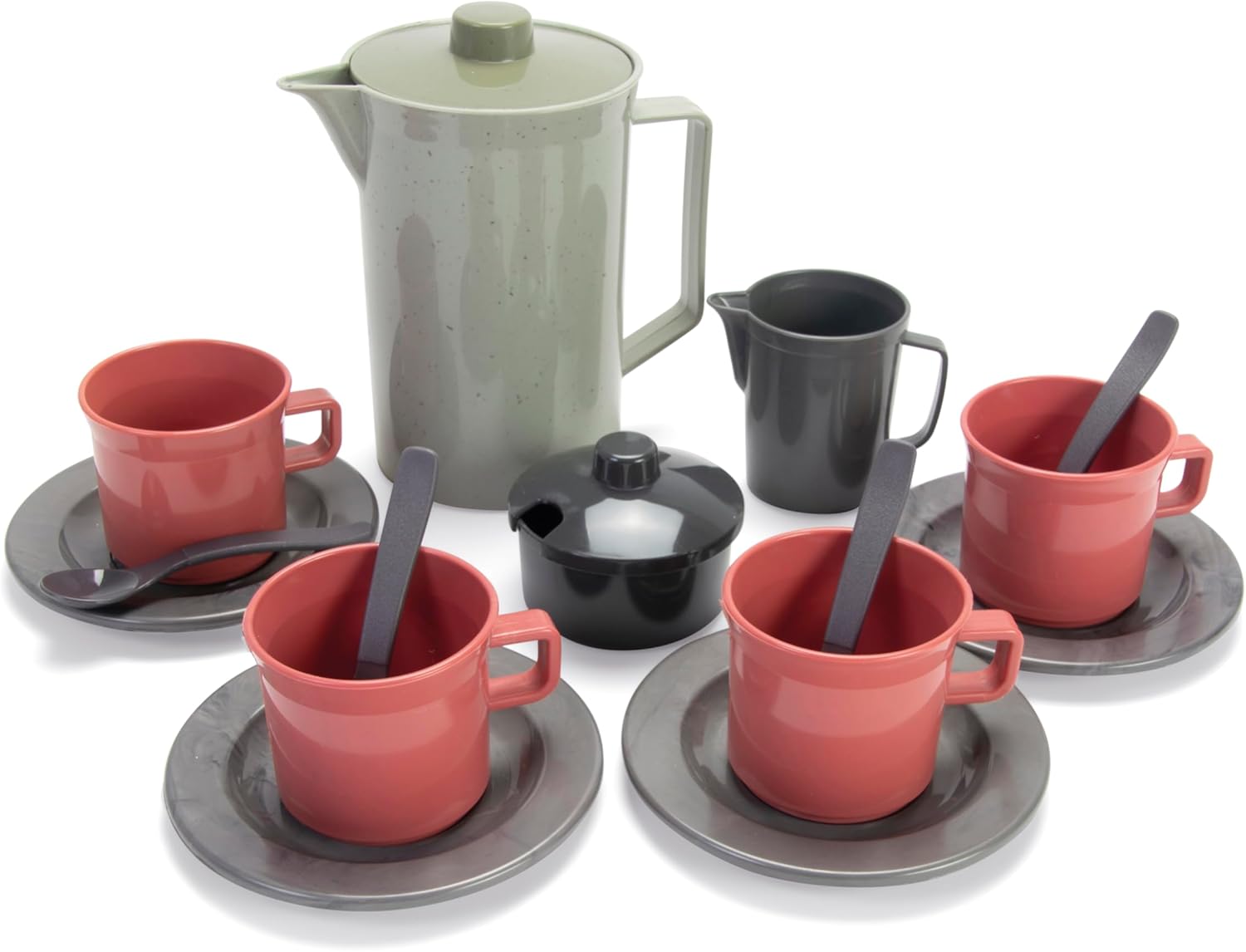 Andreu Toys Dantoy - Green Bean Coffee Set - Für Küchenspiel - Aus recyceltem Kunststoff mit dem Schwanenlogo - Einzigartige Farbtöne und Kombinationen