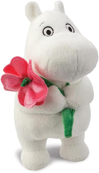 Aurora, 61556, Moomin Standing with Pink Flower 6.5In, Soft Toy, White