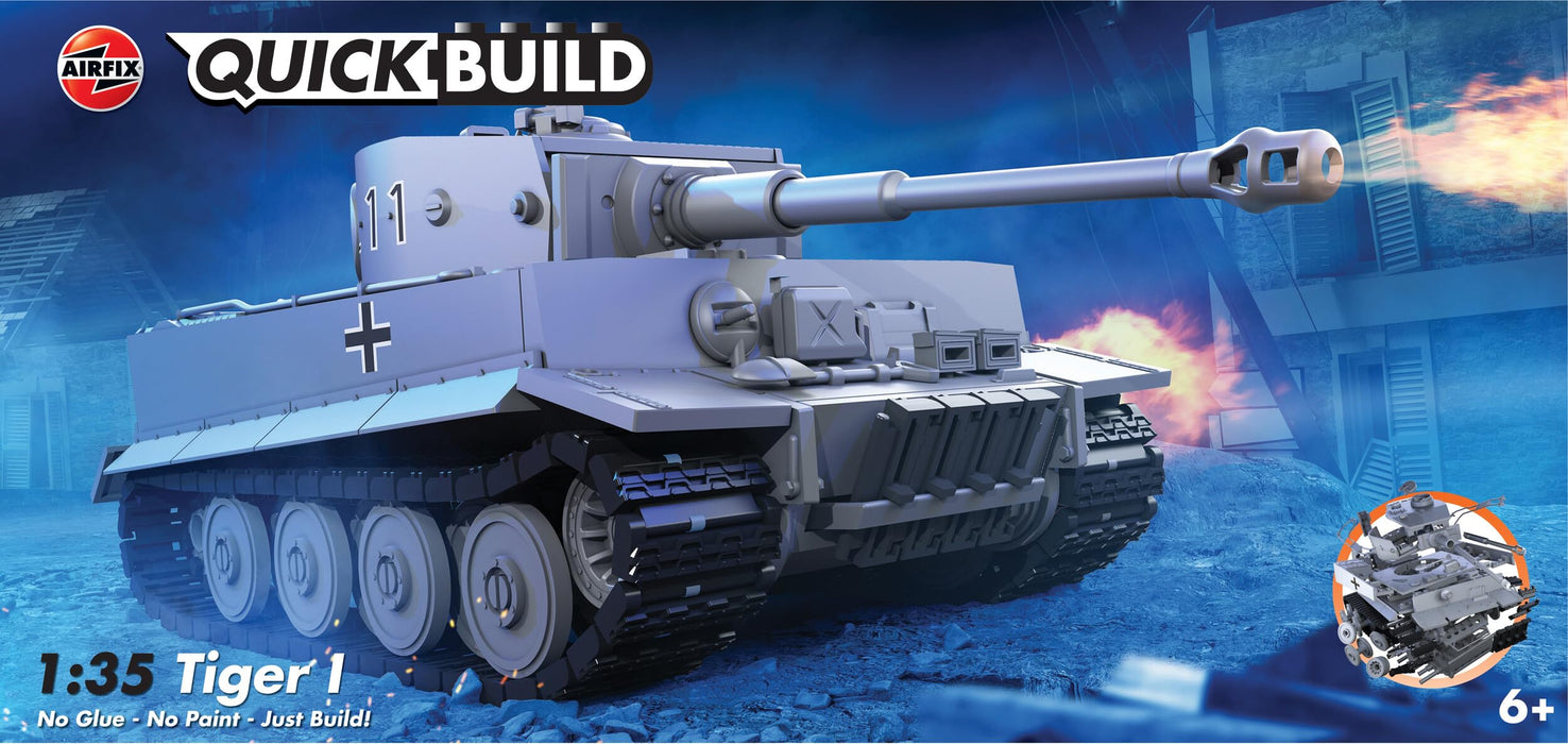 Aifix QUICKBUILD Model Tank Kit - J6041 Tiger I Tank Building Kit for Kids 6+, Construction Toys for Boys & Girls, Model Making with No Glue - Classic Tank Gifts Plastic Model Kits Tiger 1