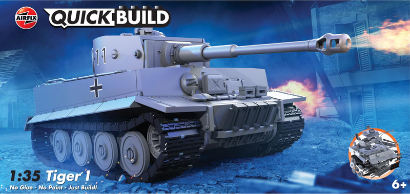 Airfix QUICKBUILD Model Tank Kit - J6041 Tiger I Tank Model Building Kits for Kids 6+, Construction Toys for Boys & Girls, No Glue Model Making - Tank Gift Ideas for Christmas Tiger 1