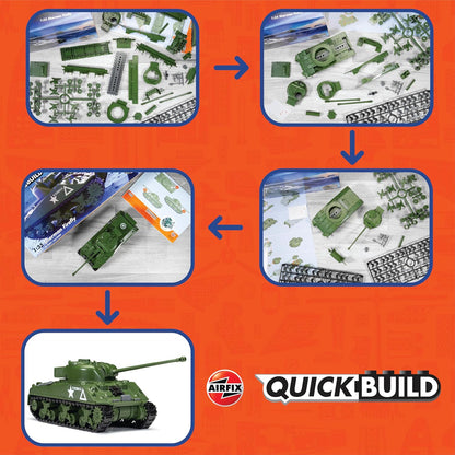 Airfix QUICKBUILD Model Tank Kit - J6042 Sherman Firefly Tank Building Kit for Kids 6+, Construction Toys for Boys & Girls, Model Making with No Glue - Classic Tank Gifts Plastic Model Kits