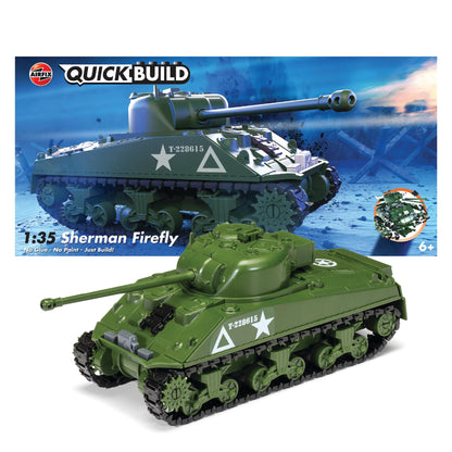 Airfix QUICKBUILD Model Tank Kit - J6042 Sherman Firefly Tank Building Kit for Kids 6+, Construction Toys for Boys & Girls, Model Making with No Glue - Classic Tank Gifts Plastic Model Kits