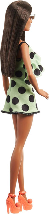 Barbie Doll, Kids Toys and Gifts, Brunette with Polka Dot Romper, Barbie Fashionistas, Clothes and Accessories, HPF76