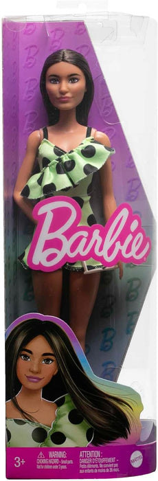Barbie Doll, Kids Toys and Gifts, Brunette with Polka Dot Romper, Barbie Fashionistas, Clothes and Accessories, HPF76