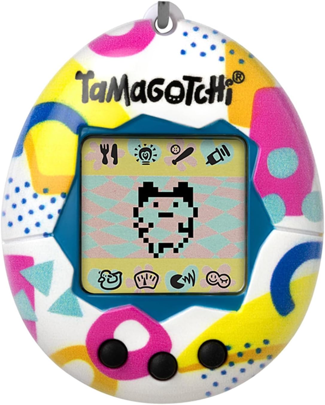 Bandai Tamagotchi Original Memphis Shell | Tamagotchi Original Cyber Pet 90s Adults and Kids Toy with Chain | Retro Virtual Pets are Great Boys and Girls Toys or Gifts for Ages 8+