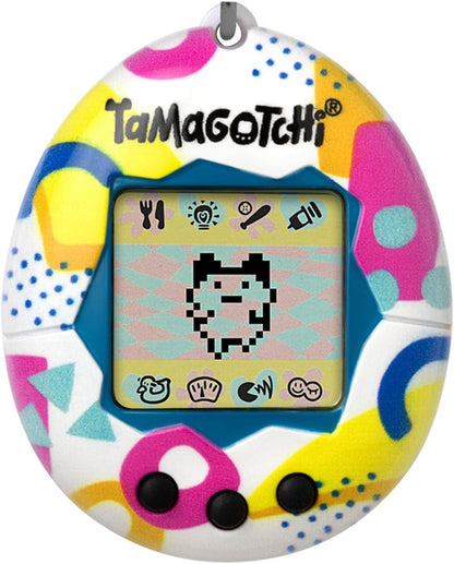 Bandai Tamagotchi Original Memphis Shell | Tamagotchi Original Cyber Pet 90s Adults and Kids Toy with Chain | Retro Virtual Pets are Great Boys and Girls Toys or Gifts for Ages 8+