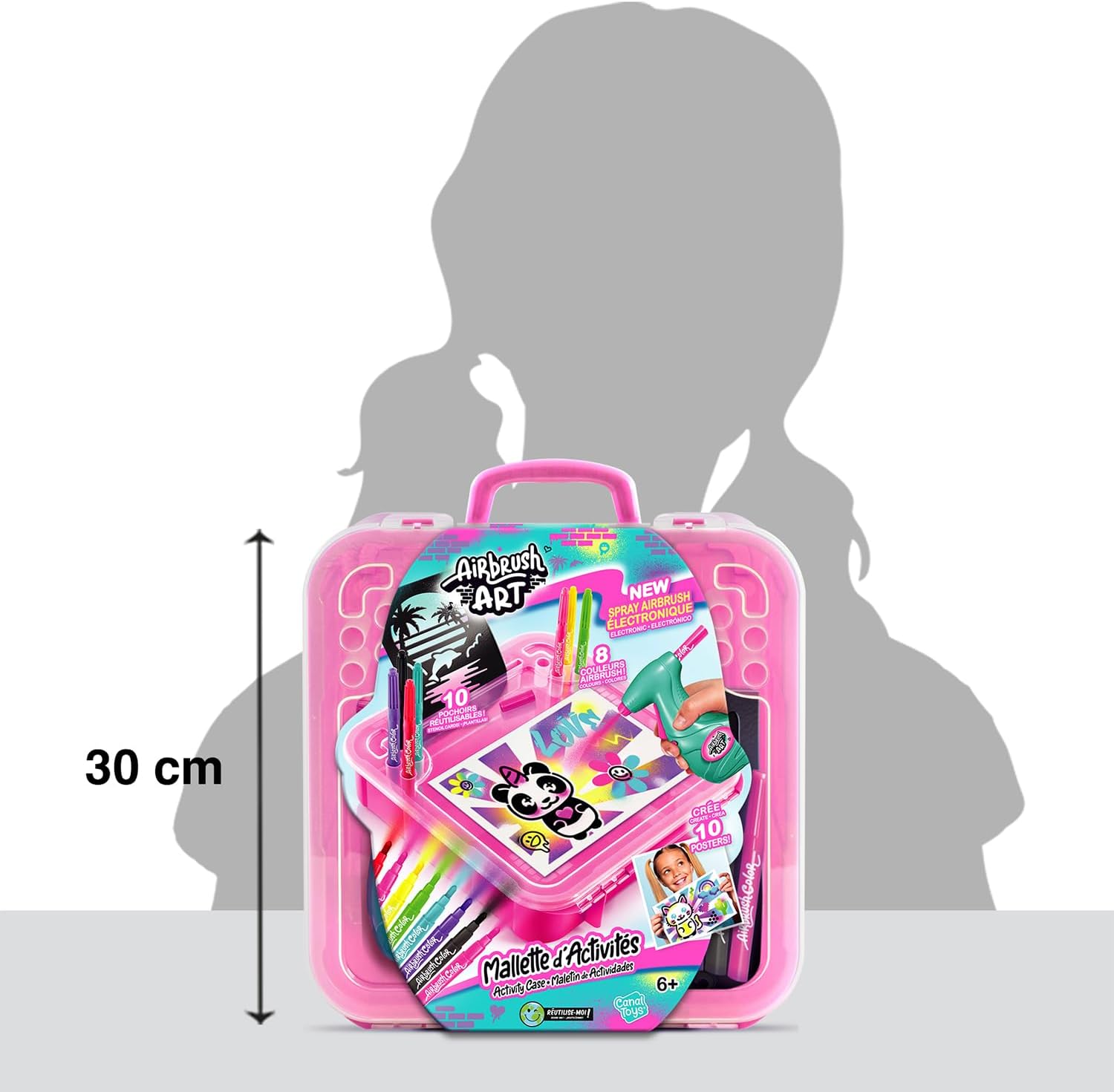 Airbrush Activity Case, Create Amazing Art with The Battery Powered Airbrush, use The pens Paper and Stencils to Create Fun Designs, Easy Storage in The Handy Carry case, Pink Airbrush Art Activity Case