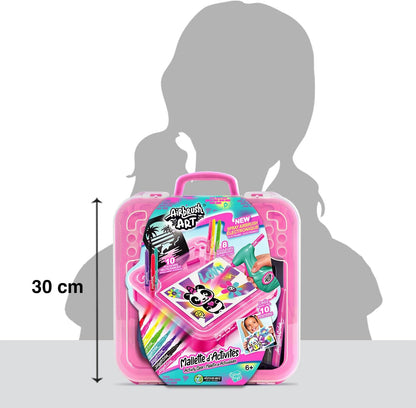 Airbrush Activity Case, Create Amazing Art with The Battery Powered Airbrush, use The pens Paper and Stencils to Create Fun Designs, Easy Storage in The Handy Carry case, Pink Airbrush Art Activity Case