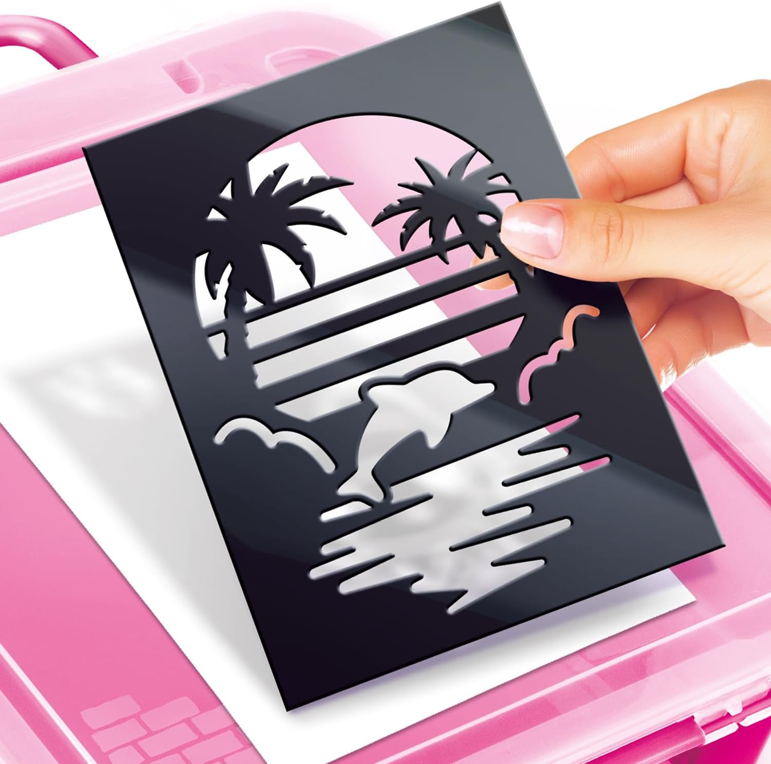Airbrush Activity Case, Create Amazing Art with The Battery Powered Airbrush, use The pens Paper and Stencils to Create Fun Designs, Easy Storage in The Handy Carry case, Pink Airbrush Art Activity Case
