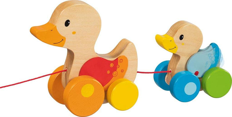 GOKI- Familia de patitos, Arrastre Coches de Cuerda, Multicolor (54879