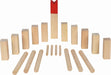 GOKI- Kubb, Juego de Vikingos, en Bolsa de algodón ajedrez Mesa, Color marrón (56324