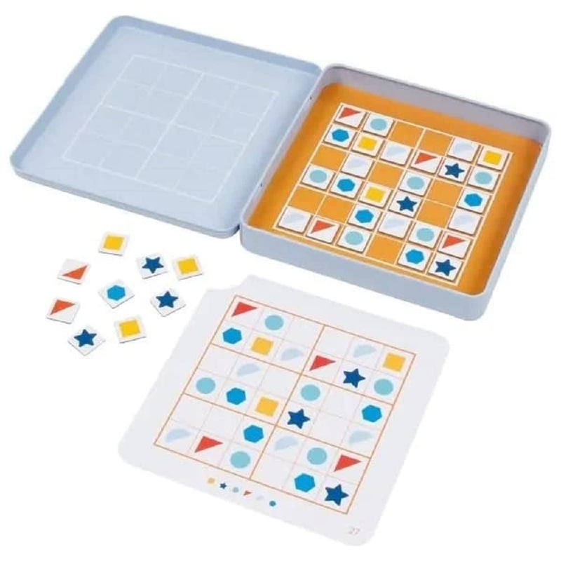 GOKI- Sudoku, 16,2 x 16,2 x 2,6 cm, 36 Piezas,25 Plantillas Juguetes para Arrastrar, Multicolor (56656