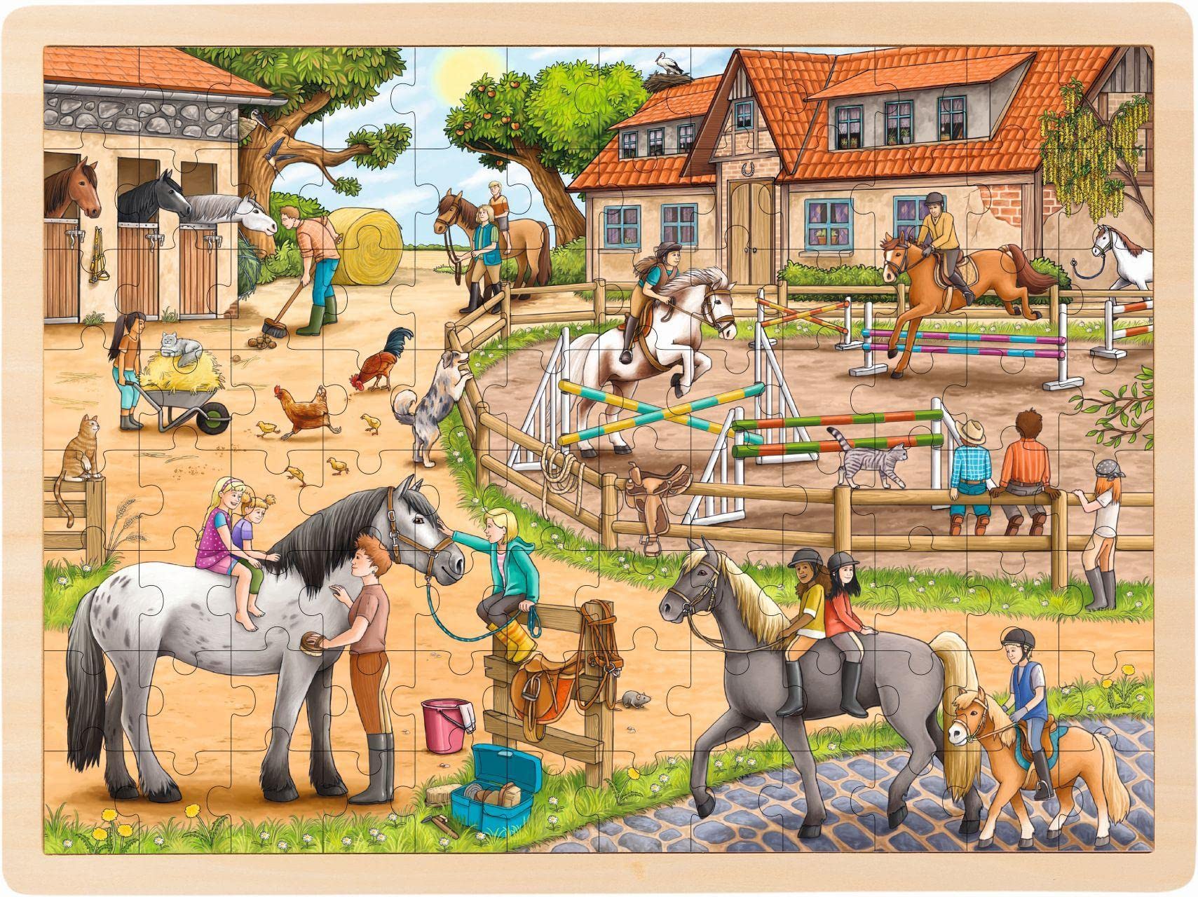 GOKI- Encaje la hípica Puzzles y Rompecabezas, Multicolor (57367
