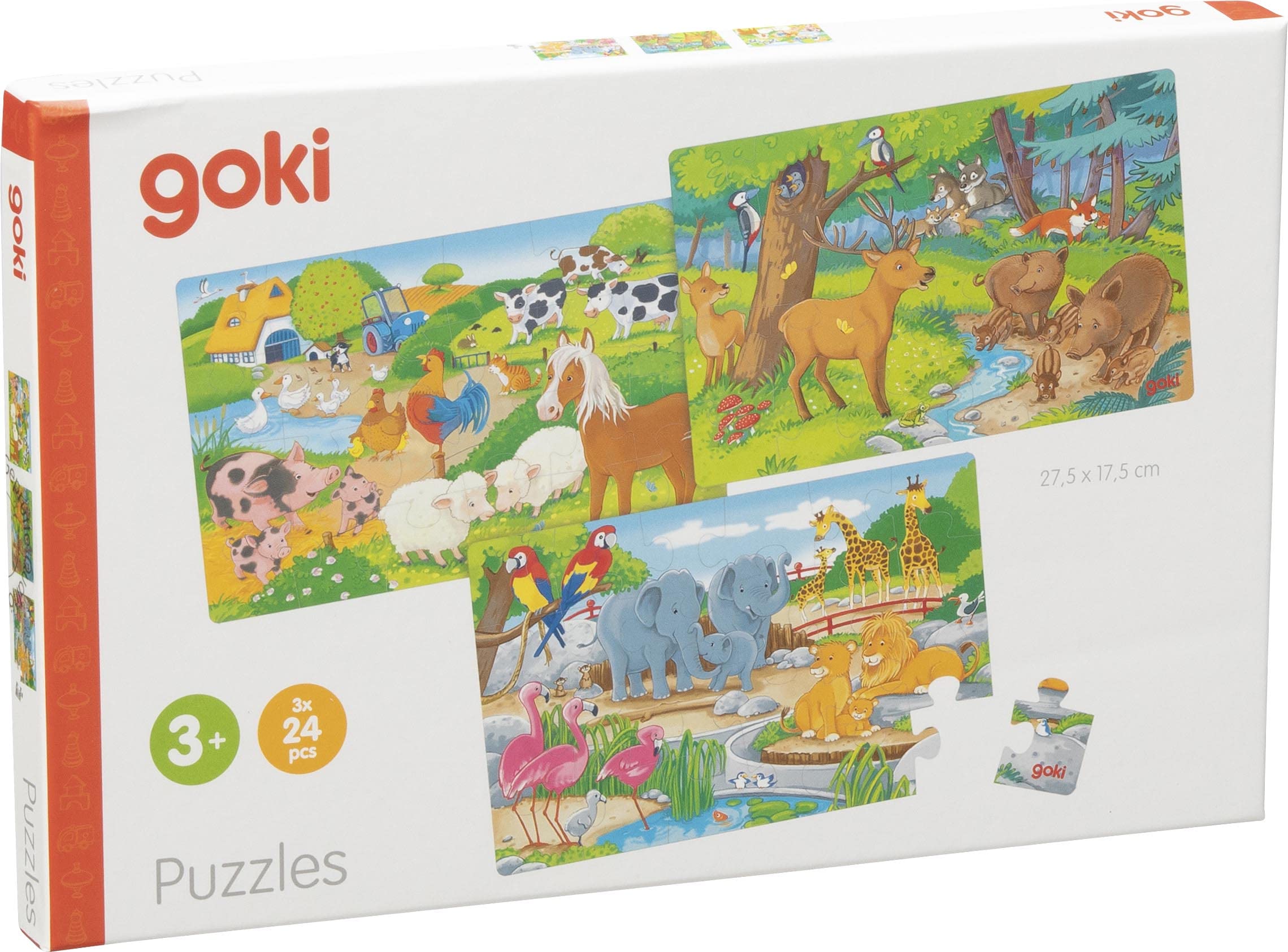 GOKI, Animal Tiere Puzzles de Madera, Multicolor (57377