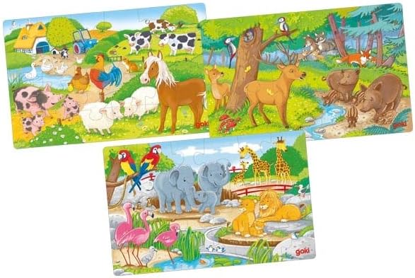 GOKI, Animal Tiere Puzzles de Madera, Multicolor (57377