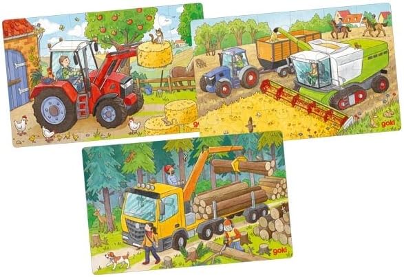 GOKI, vehículos Puzzles de Madera, Multicolor (57380