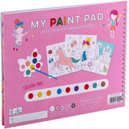 Floss & Rock Rainbow Fairy Kids My Painting Pad Set con 8 foto, 8 pallet di pittura e un pennello