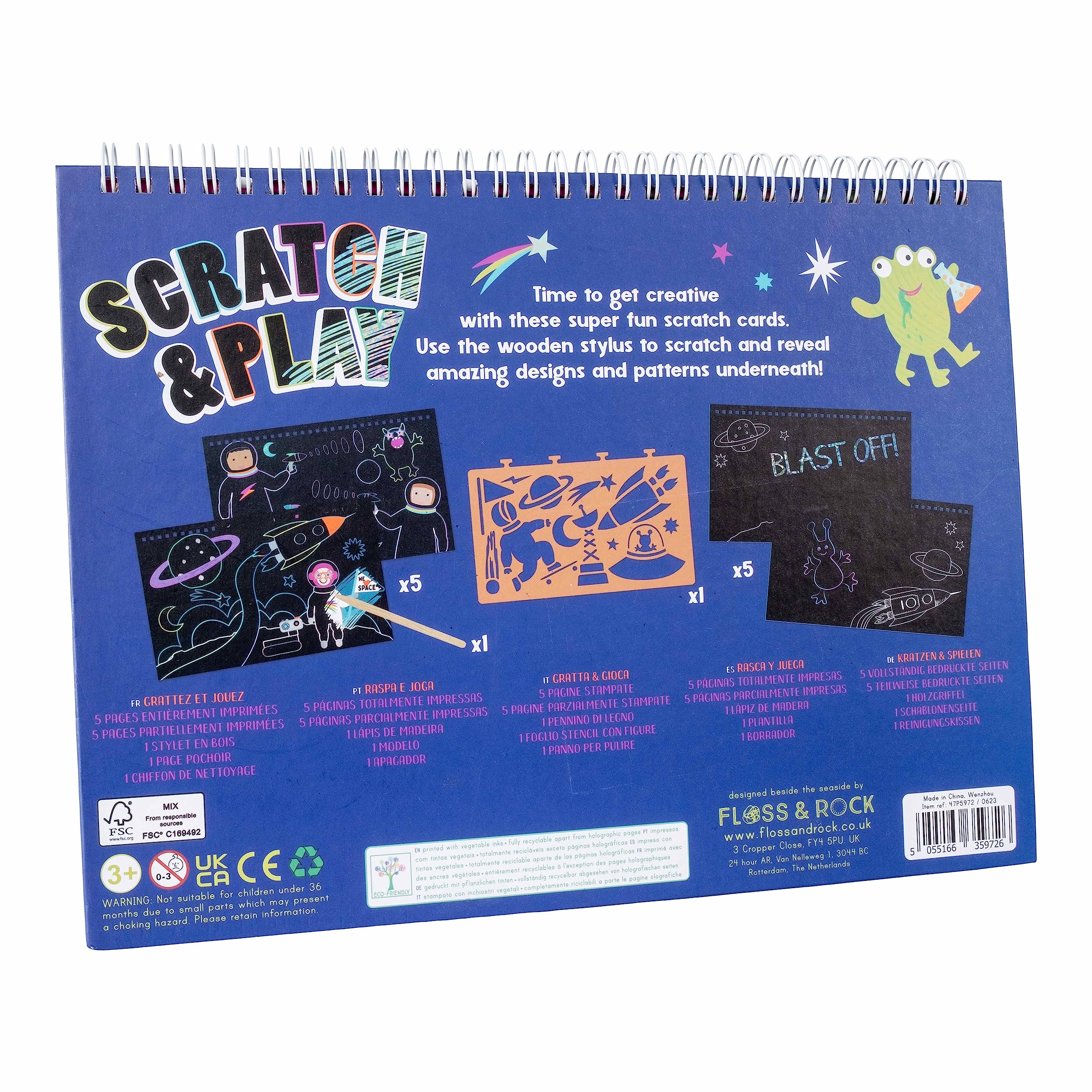 Floss & Rock Spazio Scratch and Play per bambini dai 3 anni in su, lunghezza 26,5 cm, gioco creativo