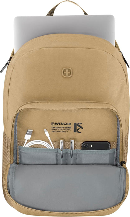Wenger Crango 653180 Laptop Backpack, Notebook up to 16 Inches, Organiser, 27 Litres, Women, Men, Office, Business, Travel, University, Cream, Sustainable, cream