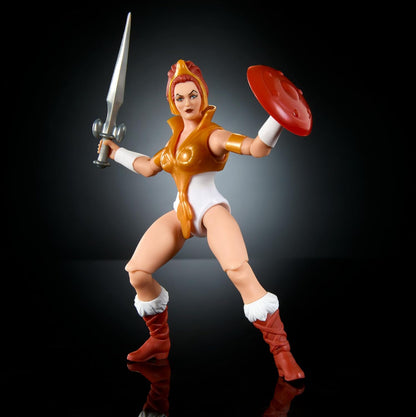Masters del Universo MOTU Figura de acción Teela con accesorios, colección Cartoon, juguete +6 años (Mattel HYD27