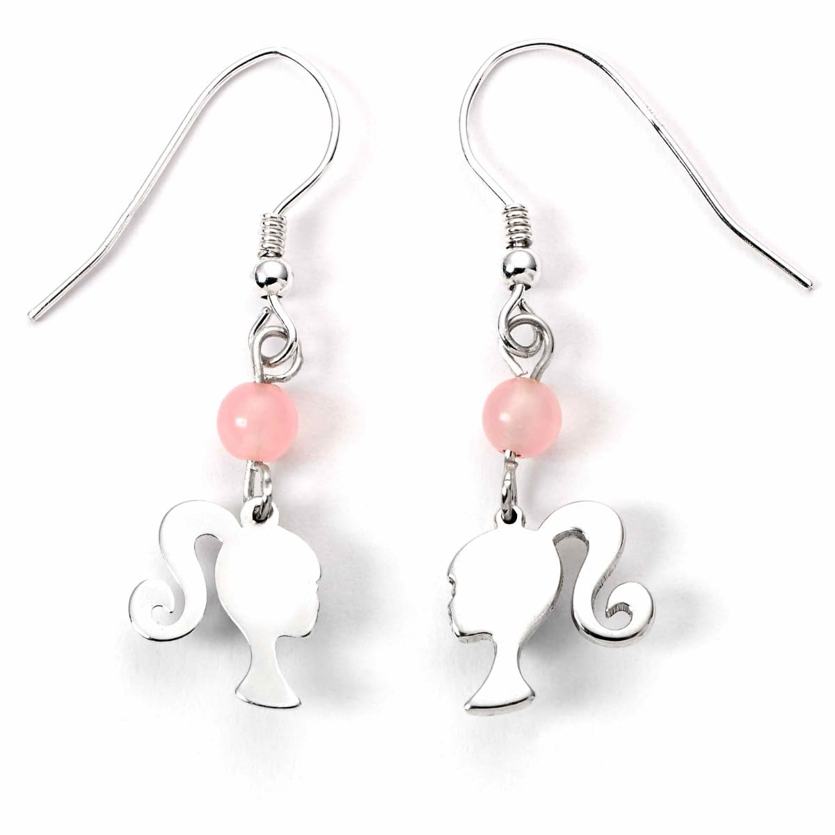 Barbie Boucles d´Oreilles Drop Silhouette & Rose Quartz (Argent Sterling
