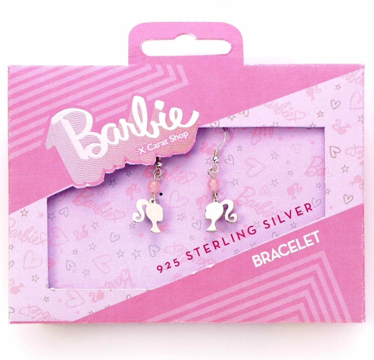 Barbie Boucles d´Oreilles Drop Silhouette & Rose Quartz (Argent Sterling