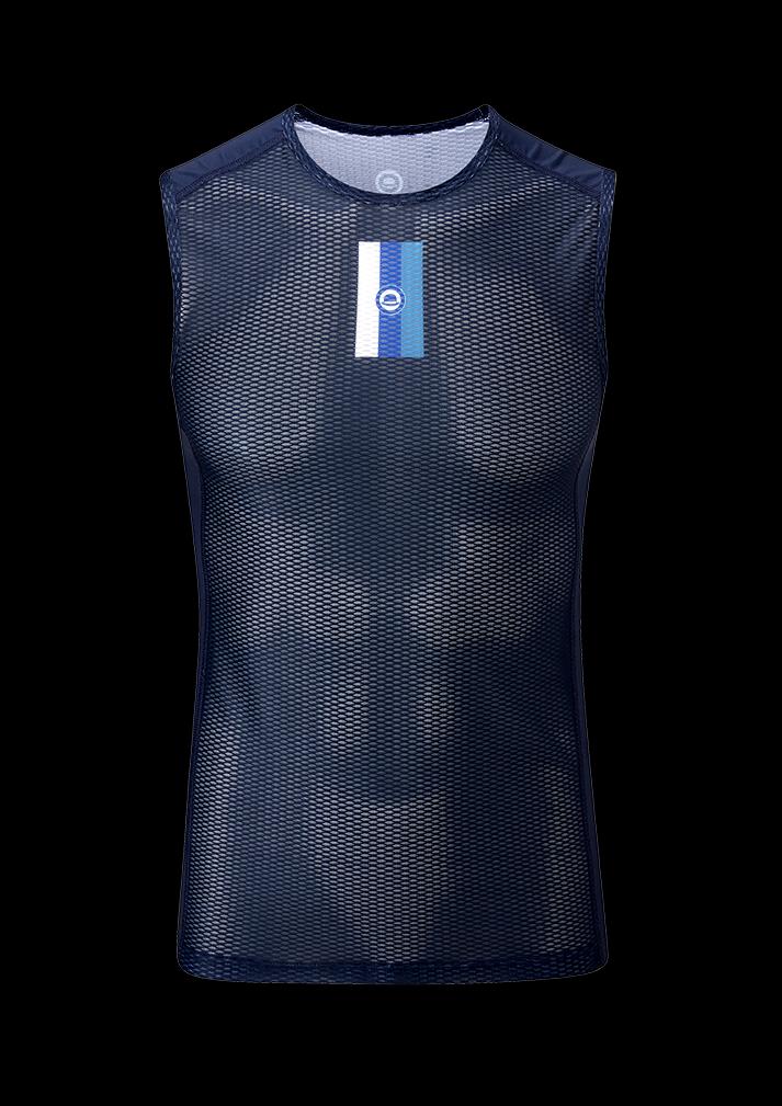 Chapeau! Mens Mesh SL Base Layer Neck Stripe Deep Ocean Large