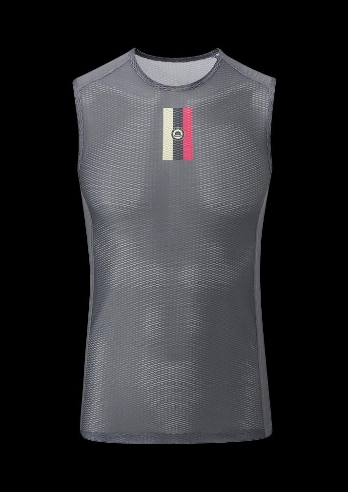 Chapeau! Mens Mesh SL Base Layer Neck Stripe Flint Grey Medium