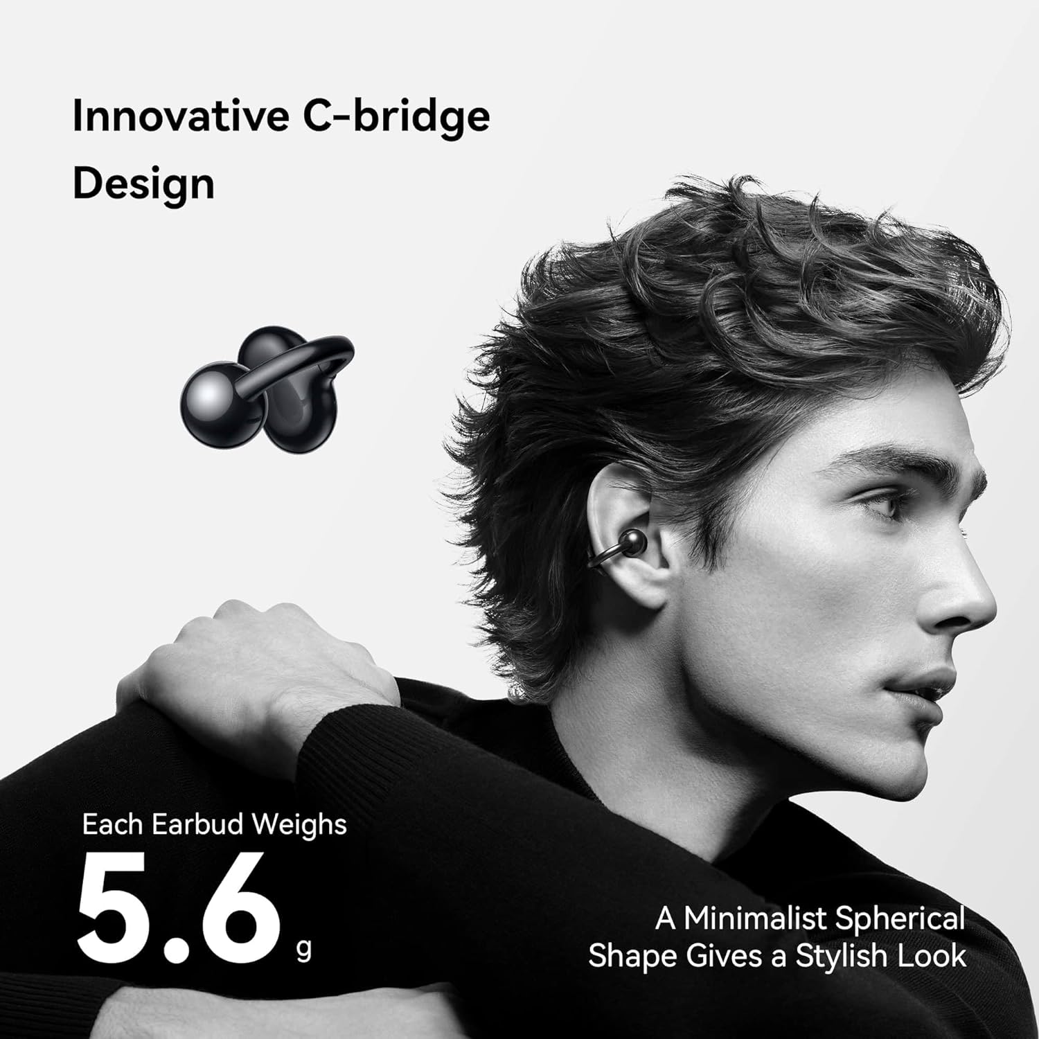 HUAWEI FreeClip Wireless Earbuds - Open Ear Bluetooth Earphones with Long Lasting Battery & AI Crystal Clear Sound - Lightweight In-Ear Headphones Black Band 8 Fitness Watch Black