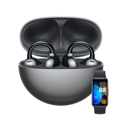 HUAWEI FreeClip Wireless Earbuds - Open Ear Bluetooth Earphones with Long Lasting Battery & AI Crystal Clear Sound - Lightweight In-Ear Headphones Black Band 8 Fitness Watch Black