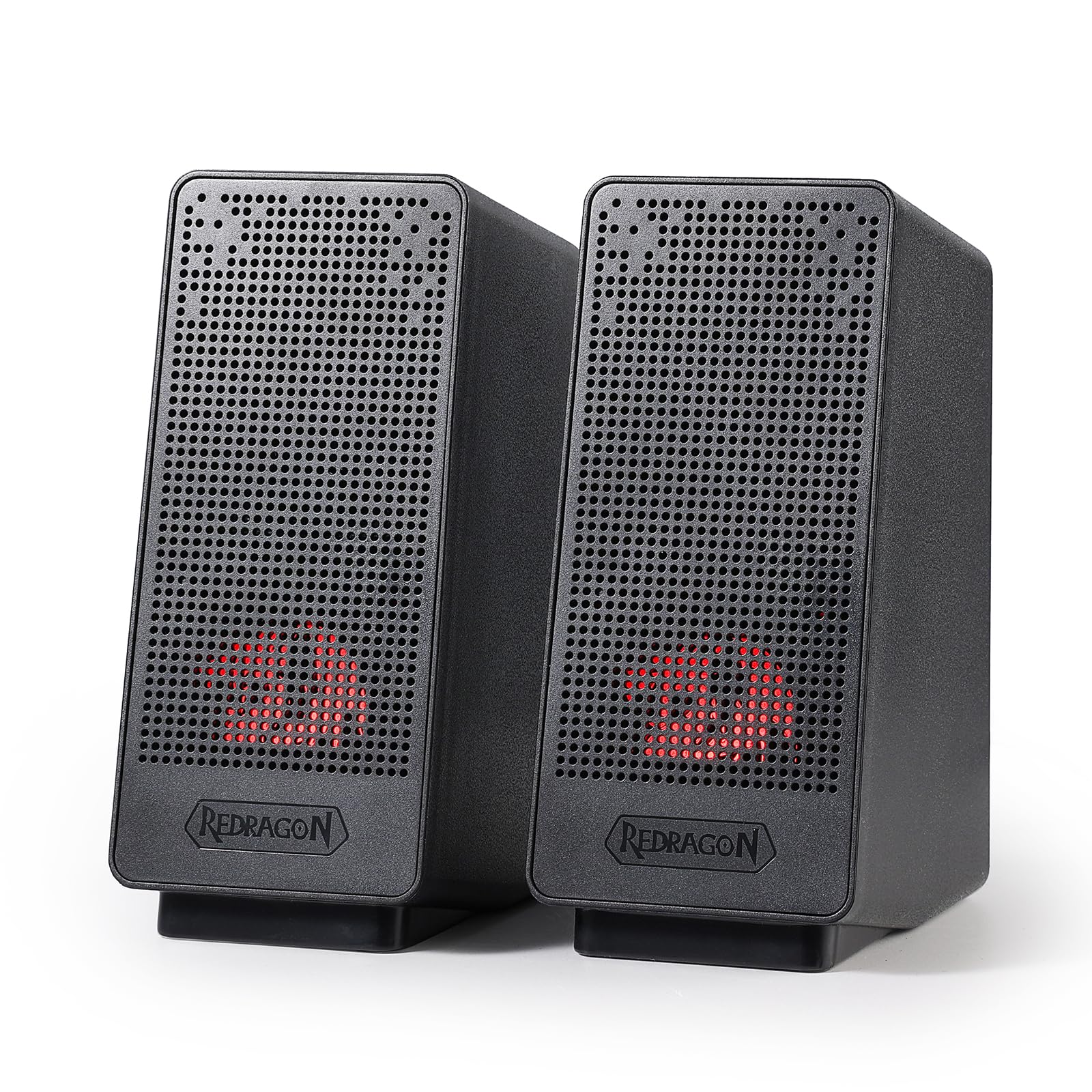 Redragon GS513 PC Gaming Speakers, 2.0 Channel Desktop Computer Sound Bar Bass & Decent Red Backlit, USB Powered w/ 3.5mm Cable