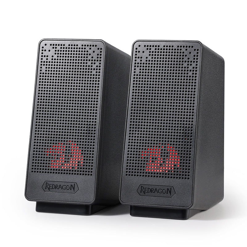 Redragon GS513 PC Gaming Speakers, 2.0 Channel Desktop Computer Sound Bar Bass & Decent Red Backlit, USB Powered w/ 3.5mm Cable