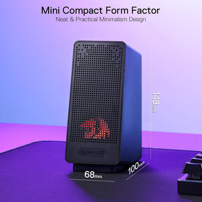 Redragon GS513 PC Gaming Speakers, 2.0 Channel Desktop Computer Sound Bar Bass & Decent Red Backlit, USB Powered w/ 3.5mm Cable