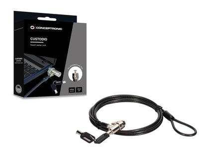 CONCEPTRONIC CUSTODIO02BS - Candado para portátil (1,8 m, con Llave