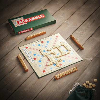 Ideal Scrabble Classic: a Reproduction of The Original 1950's Design with Wooden Tiles, Classic Games, For 2-4 Players, Ages 10+