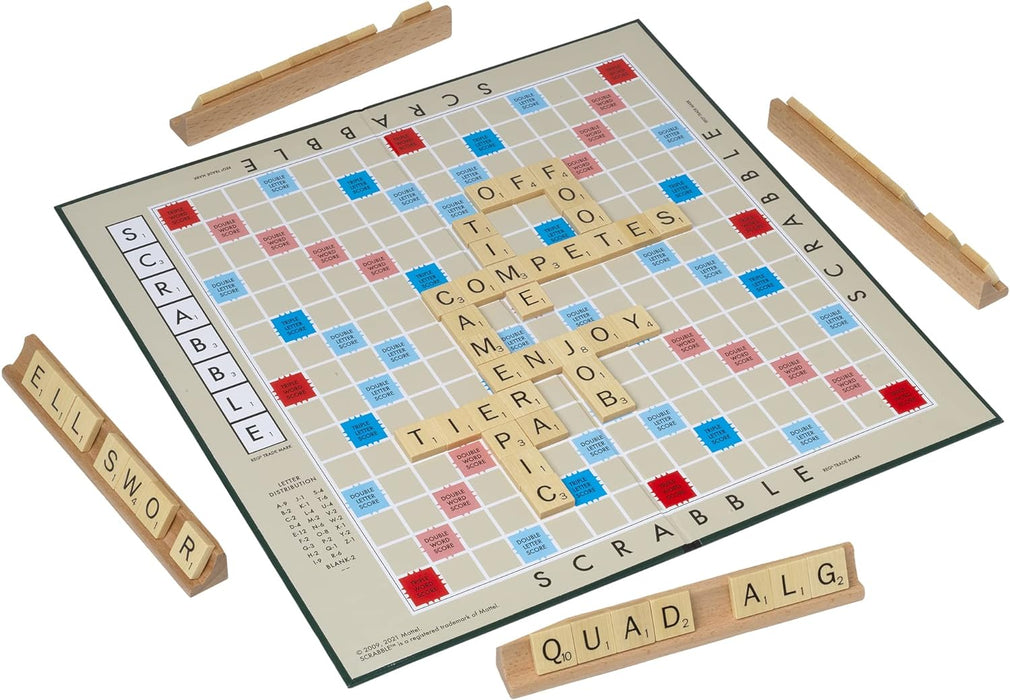 Ideal Scrabble Classic: a Reproduction of The Original 1950's Design with Wooden Tiles, Classic Games, For 2-4 Players, Ages 10+
