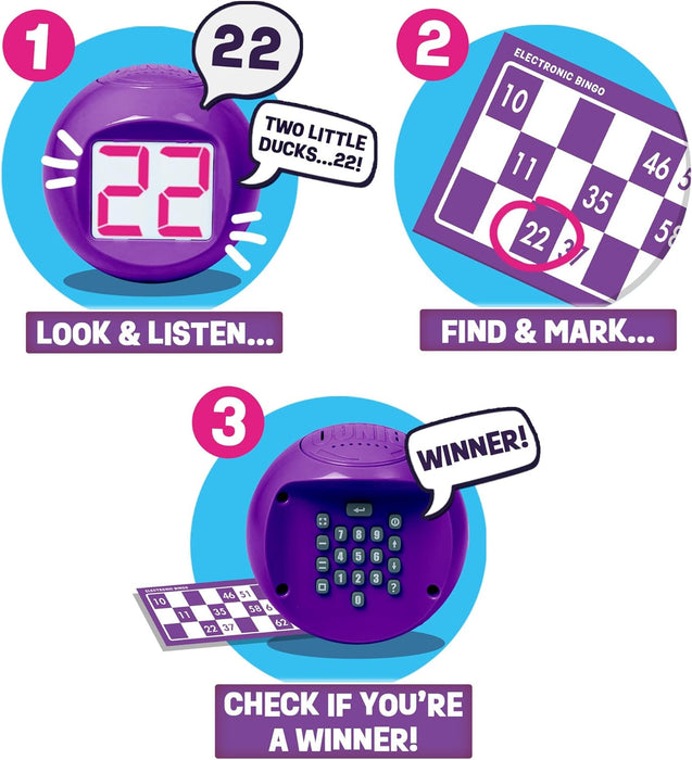 Ideal | Electronic Bingo: Host your own Bingo night at home! | Family Games | 3+ Players | Ages 8+